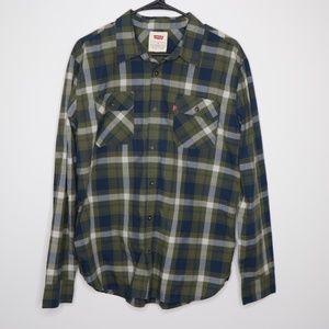 Levi's Mens Green & Blue Button Down Shirt Size Medium